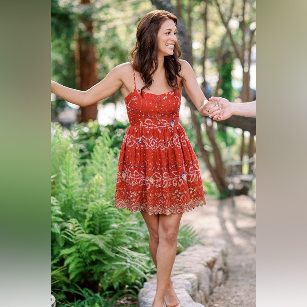 Free people red dress with gold detail